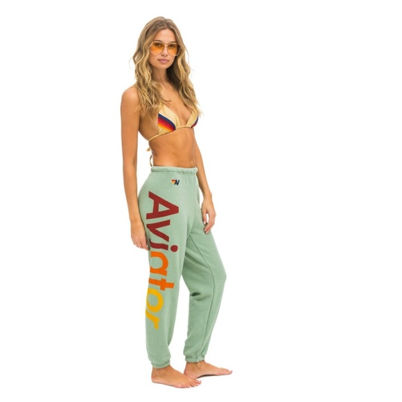 Aviator Graphic Sweatpants in Green sz s - Picture 1 of 5